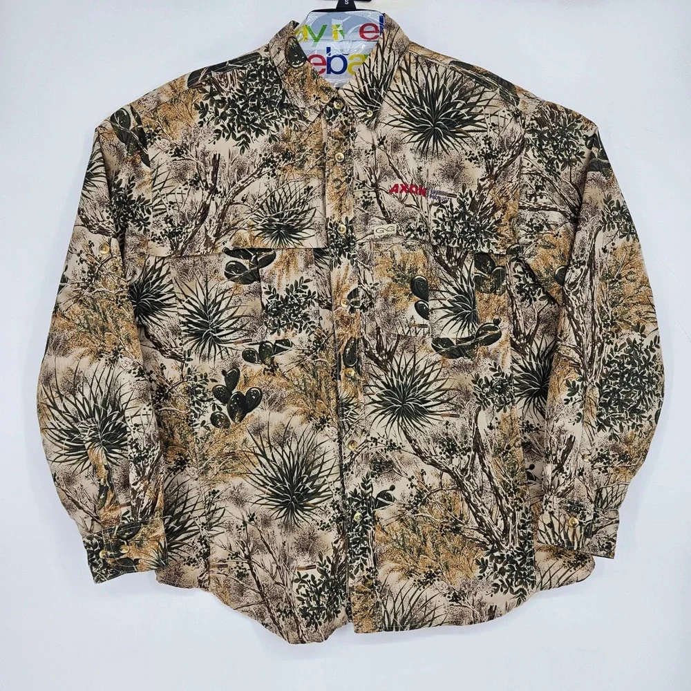 GameGuard Shirt Mens Large Cactus Camouflage Fishing Long Sleeve Outdoor